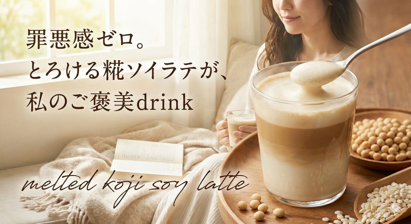 罪悪感ゼロ。 とろける糀ソイラテが、私のご褒美drink